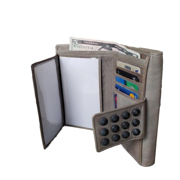 Women's Distressed Leather Wallet Credit Card Holder Wallet in BOX - Picture 10 of 14